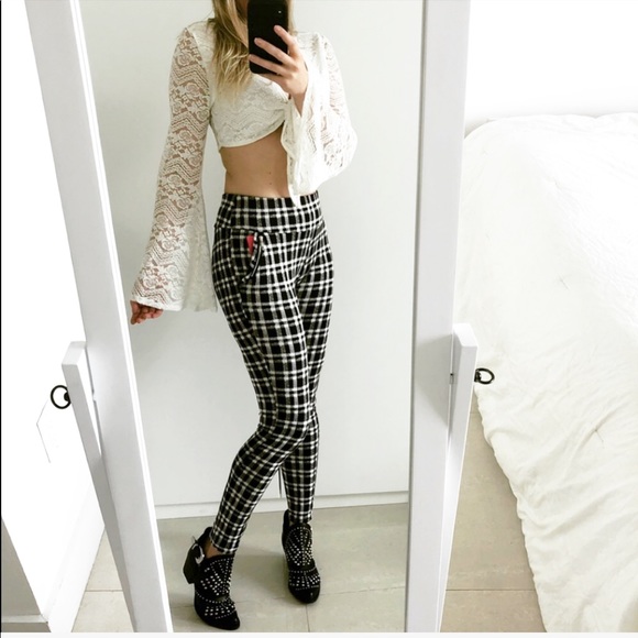 NWT black & white plaid high waisted leggings - Picture 3 of 8